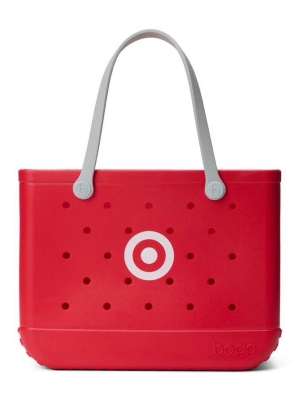 Bogg bullseye Red Tote Bag with Gray Handles New
